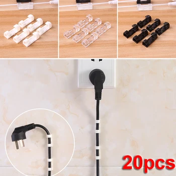 

20Pcs Self Stick Wire Cable Cord Clips Clamp Table Wall Tidy Organizer Holder For storage home wire/network cable ABS Cable Clip