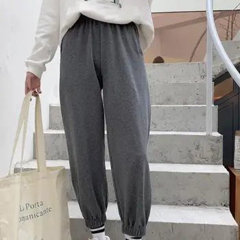 

Pants Women Autumn Outdoor Sport Solid Color High Waist Cotton Beam Foot Warm Pants Sports Long Pants