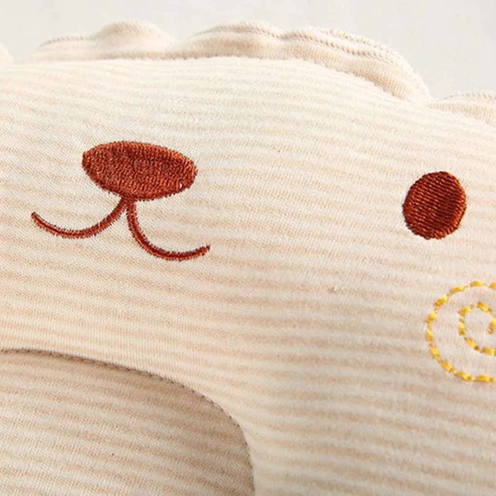 Newborn Pillow Color Cotton Round Pillow Baby Pillow Anti-Skeleton Shaped Pillow Cotton Baby Stripe Embroidered Shape Pillow