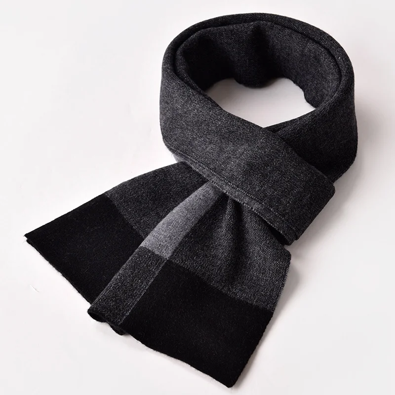Color 1 Pure Wool Men Scarf Fall Winter Plaid Wraps Brand Pashmina Cashmere Real Wool Scarves for Men Business Design Shawls - Цвет: Color 1