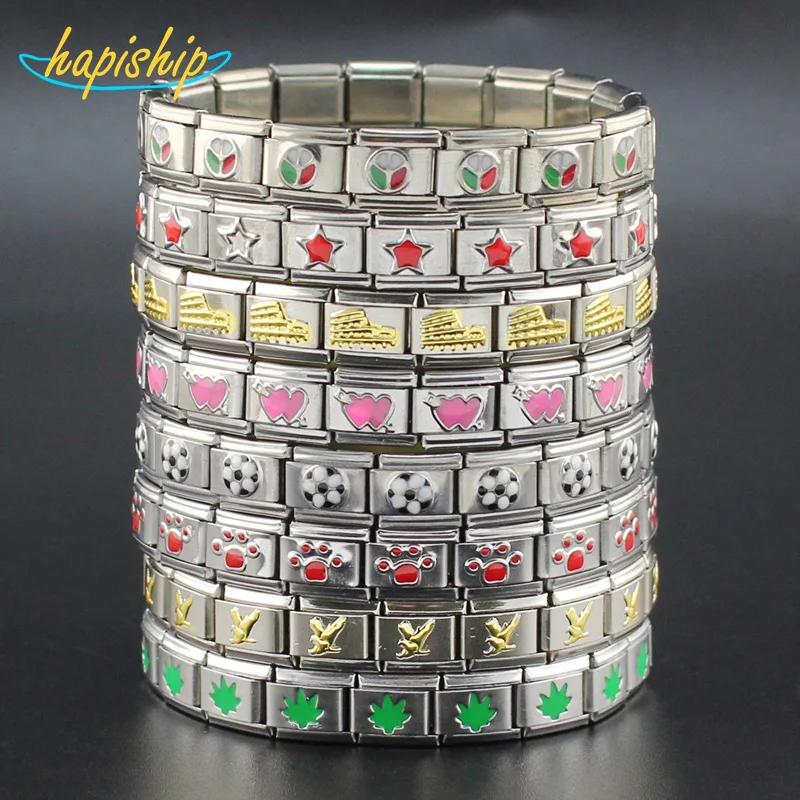 

Hapiship Women Jewelry Stainless Steel Star Eagle Elephant Football Panda Heart Lip Bracelet Bangle For Wift Best Friend G003
