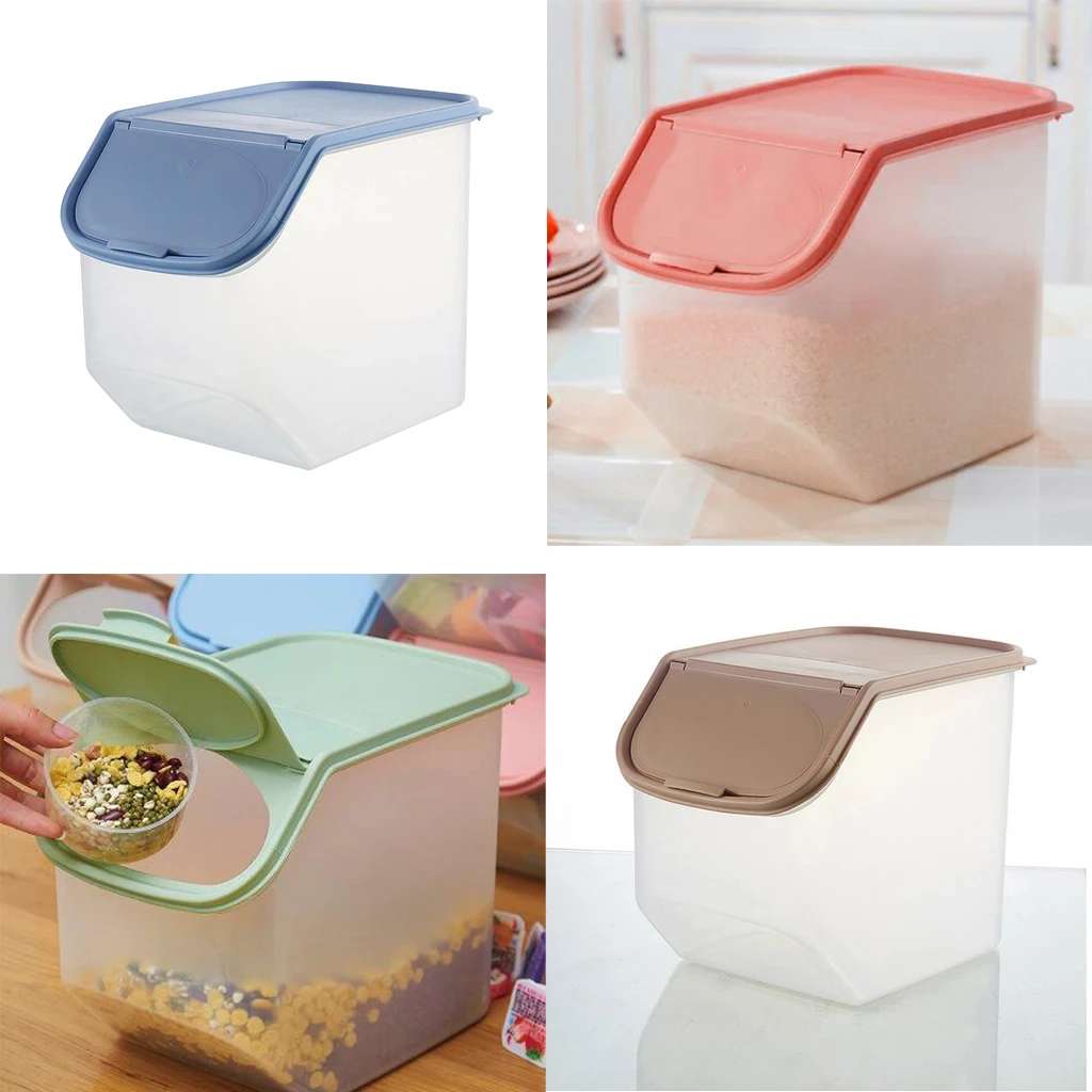  Kitchen   Food   Storage   Container   Box   Beans   Rice   with   Measuring   Cup   Stackable 