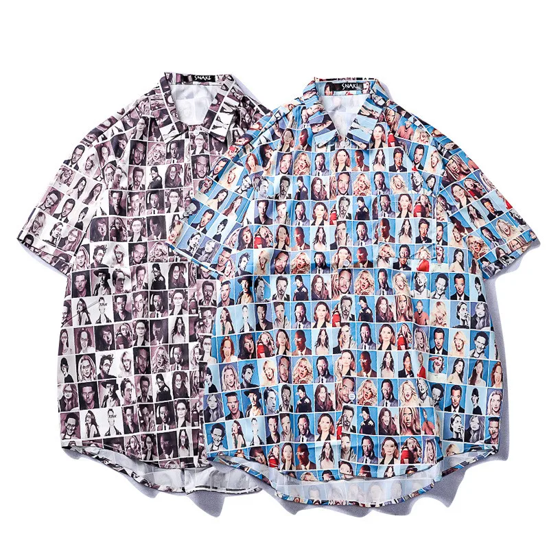 

Vintage Printed Mens Designer Shirts Cardigan Short Sleeve Loose Mens Casual Shirts With Buttons Fashion Street Style Clothes