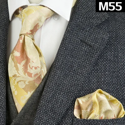 Распродажа, набор галстуков с цветочным рисунком, желтый, синий, розовый, красный, мужские галстуки Hanky, шелк, жаккард, тканые галстуки, карманные квадратные Галстуки - Цвет: M55