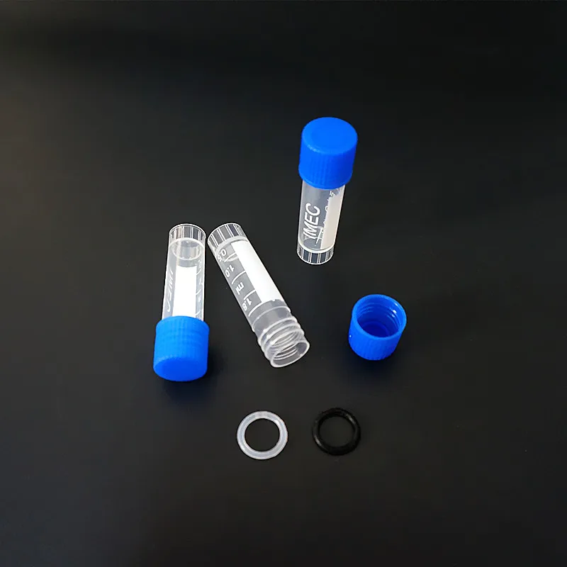 500pcs/lot 1.8ml(2ml) cryovial Cryopreservation tube Cryogenic Vials Plastic reagent bottle with Silica gel washer