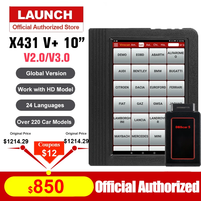 2018 Версия Launch X431 V + V2.0 DBSCAR5 OBD2 сканер полная система автомобильный