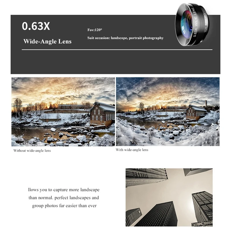Объектив камеры телефона, 6 в 1 Объективы для телефона Комплект для Iphone и Android, калейдоскоп широкий угол+ макро Cpl рыбий глаз телеобъектив