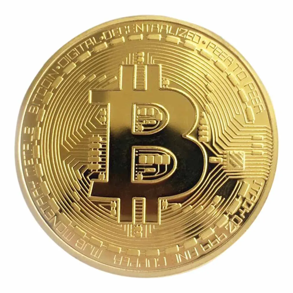 *2 Pack* Bitcoin Physical Bitcoin Gold Color BTC Cryptocurrency Collectible Coin 