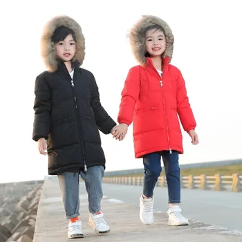 

Fashion Winter White Duck Down Heavyweight Child Long Coat Baby Girls Boys Down Jacket Warm Children Outerwear For 2-10 Years