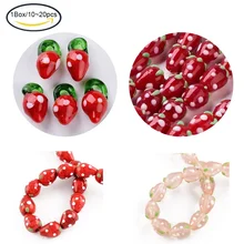 

1Box or 10~20pcs Strawberry Handmade Lampwork Beads Red/Pink for Jewelry DIY
