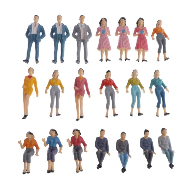 Lewtemi 28 Pcs 1:25 Scale Mini Architectural Plastic Figurines for Model  Train Scenes - Painted Standing People for Dollhouse