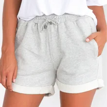 Летние повседневные скрученные боковые шорты женские трикотажные спортивные шорты женские эластичный шнурок на талии карманные короткие брюки