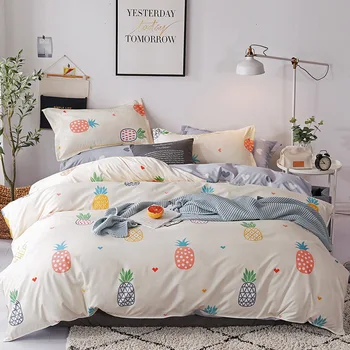 

Home Textile Cute Fruit Printed 4Pcs Set Soft Quilt Cover Pillow Case Bedspread Comfortable Skin-Friendly