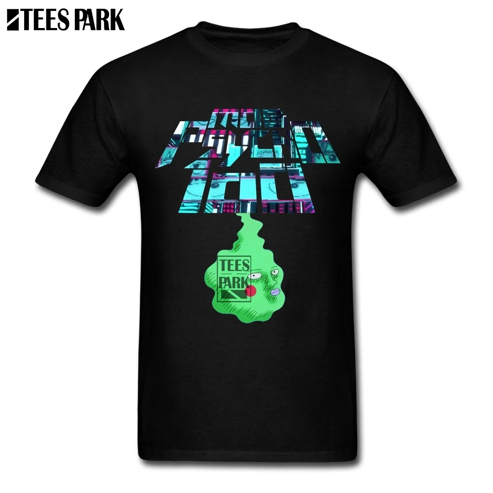 Тройник уличная Mob Psycho 100 Dimple Ретро футболки Crewneck дизайн Мужская футболка Униформа очень дешево - Цвет: Черный