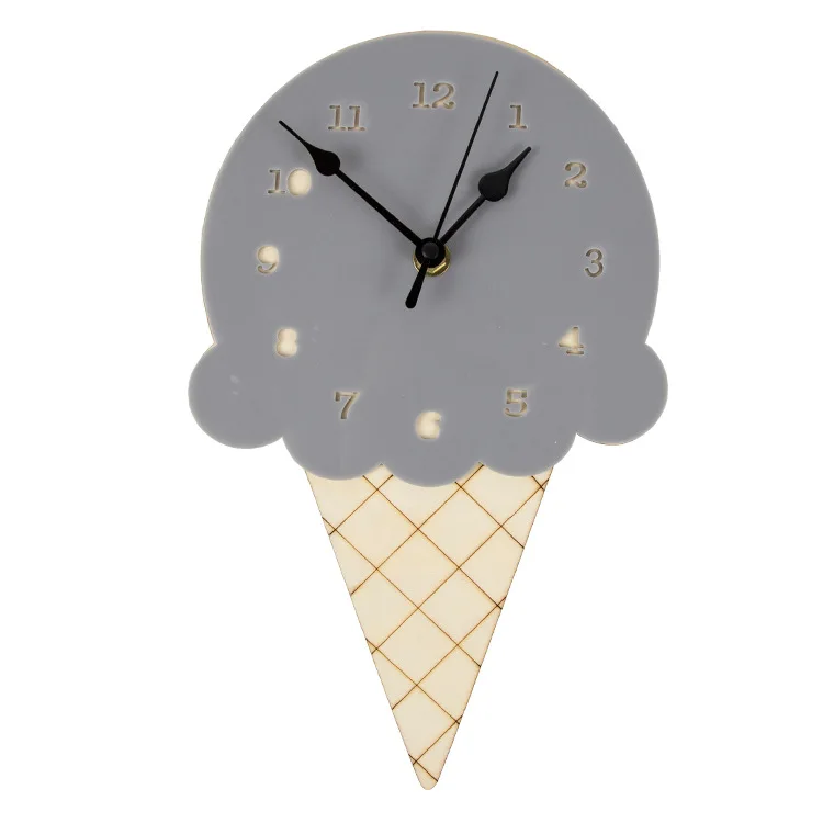 Gray Ice Cream Мультфильм мороженое часы домашний декор Детская комната настенные украшения настенные часы Рождество лучший орнамент подарки на день рождения - Цвет: Gray Ice Cream