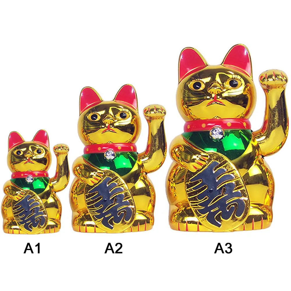 

Chinese Lucky Cat Wealth Waving Hand Cat Gold Maneki Neko Cute Home FengShui Decor Welcome Cat Craft Art Shop Hotel Decoration