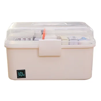 

26.5 X 17.5 X 16.5cm Household Medicine Storage Box First Aid Kit Portable Medicine Cabinet Family Emergency Box - White Blue L