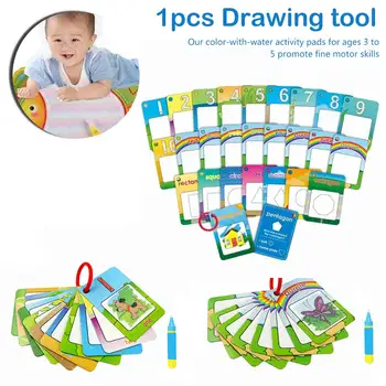 

Magic Water Drawing Cards Coloring Book with Water Pen Painting Drawing Board Educational Toys for Children Gift