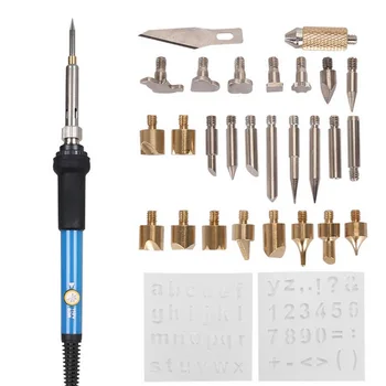 

60w Power Adjustable Temperature Soldering Iron Carving Pyrography Tool Wood Embossing Burning Soldering Pen Welding Tips Kit