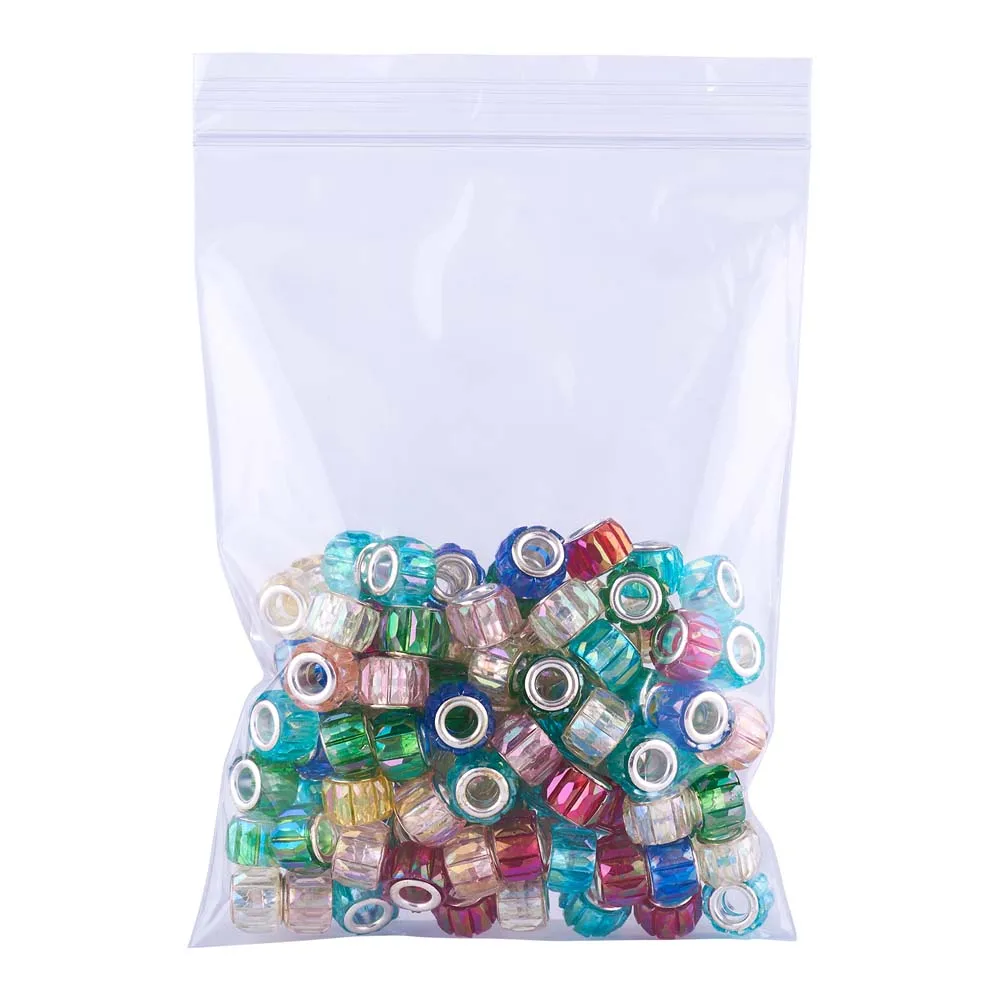 180Pcs 9 Colors Faceted Rondelle Transparent Resin European Beads