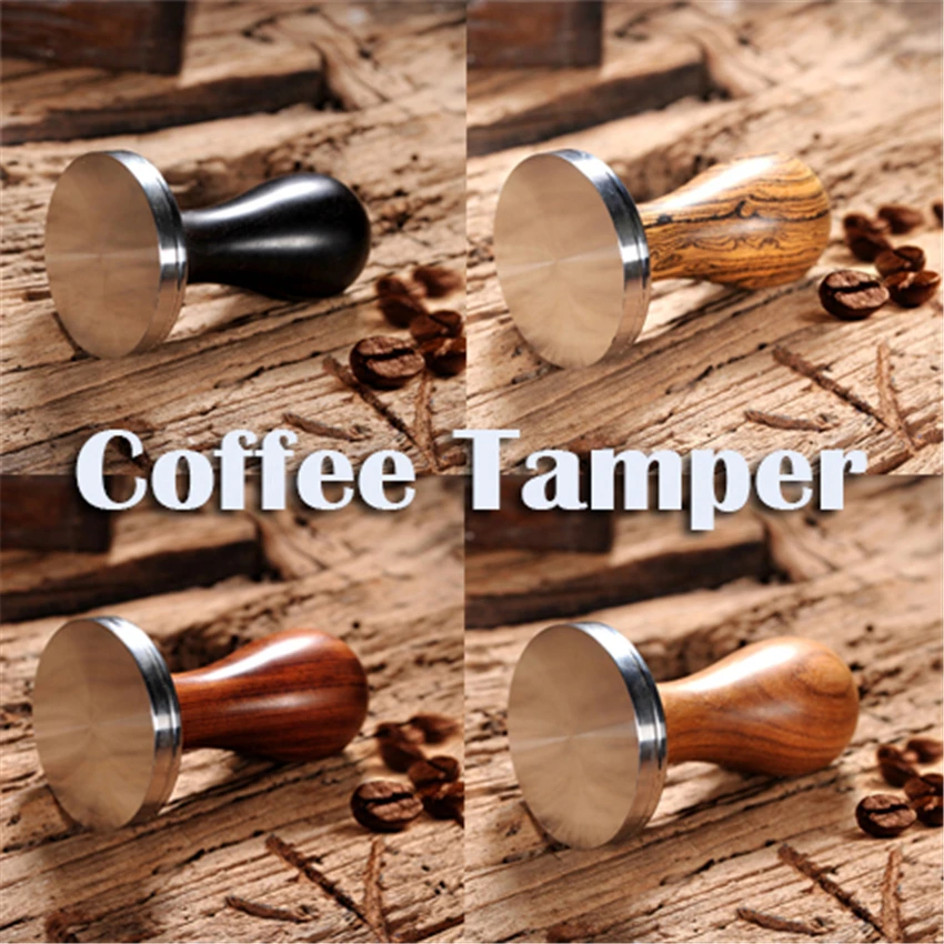 51/53/54/58/58.35mm Wooden Handle Coffee Tamper Espresso Powder Flat Press Hammer Grinder Barista Tool | Дом и сад