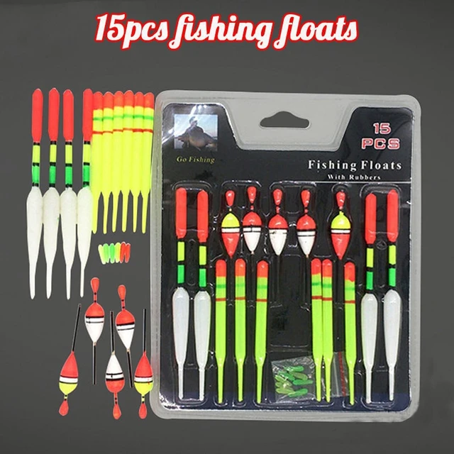 15 Pcs Fishing Hooks and Bobbers Kit Multipurpose Fishing Float