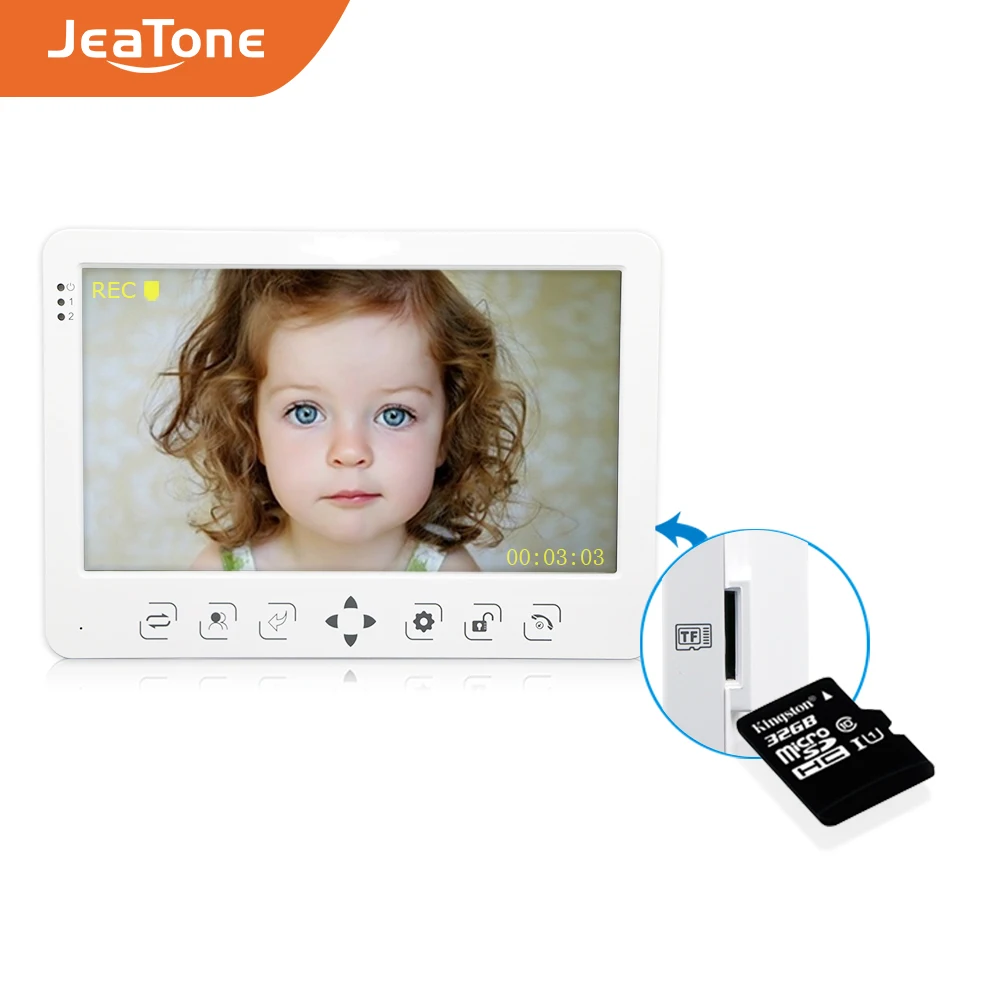 Видеодомофон JeaTone с цветным TFT монитором 10 дюймов ИК камера ночного видения