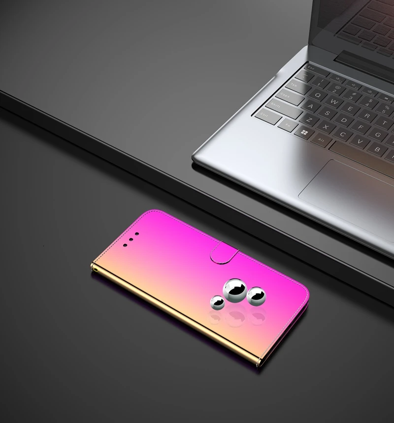 Роскошный зеркальный кожаный флип чехол для Samsung Galaxy Note 10 S8 S9 S10 S20 Plus A40 A50 A70 A10E A20S