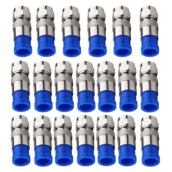 

New Rg6 F Type Connector Coax Coaxial Compression Fitting 20 Pack (Blue)