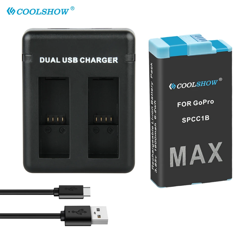 Baterias de Lítio Acessório para Câmeras de Ação para Gopro Recarregáveis Max - Image 3