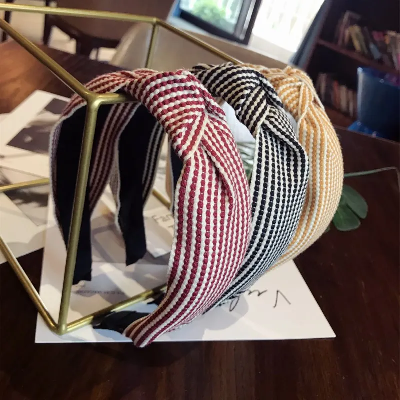 

South Korea Hair Accessories Korean-style Simple Knitted Weaving Yarn Middle Knot ning jie Large Rims Hair Bands Headband Hair F