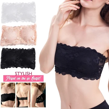 

Lace Tube Bra Strapless Breathable Stretchy Soft Underwear Adjustable for Women Lady K2