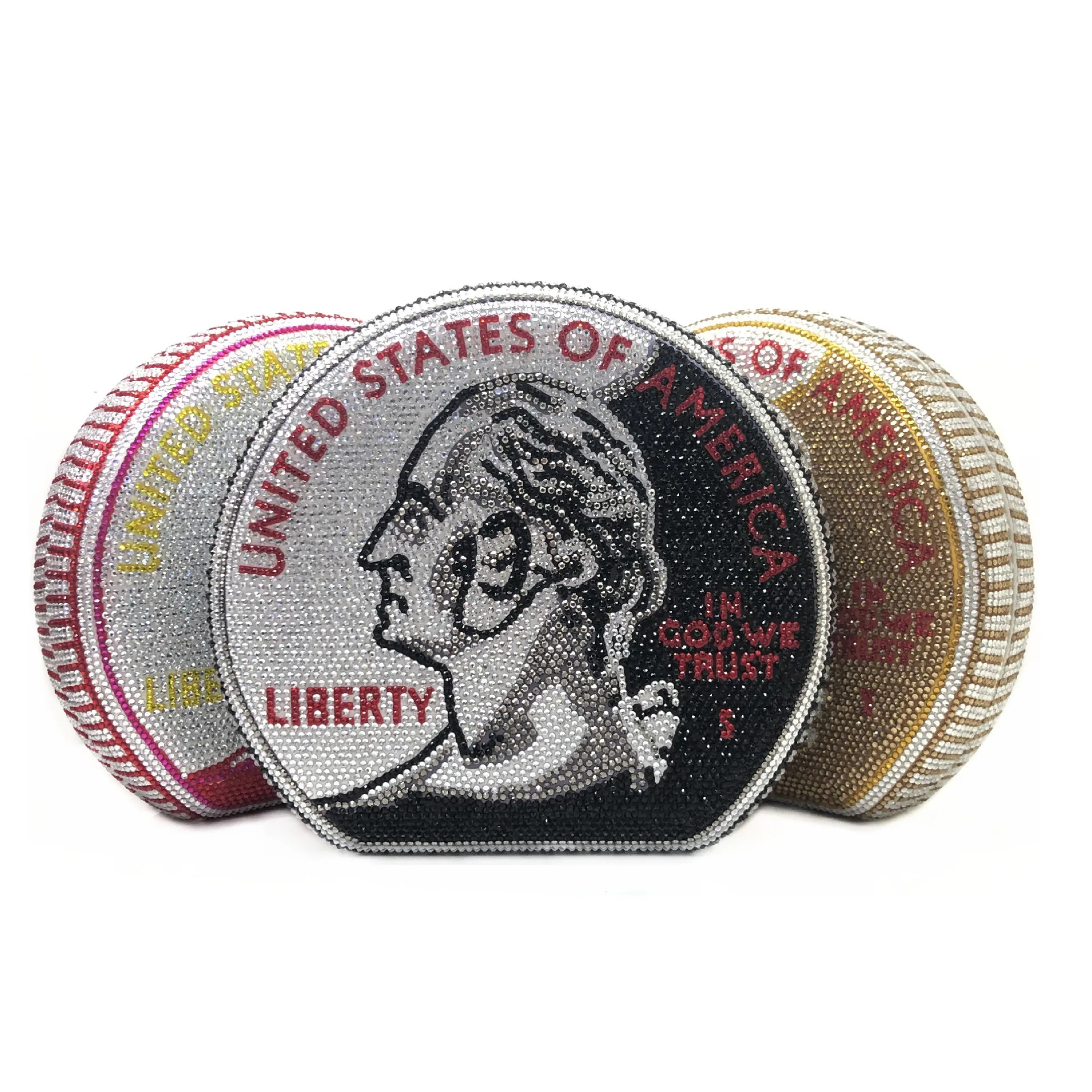 

2020 Fashion Hot Sale Dollar Evening Bag Hot Rhinestone Clutch Coin Shape Single Shoulder Party Bag Evening Bag Round Bag