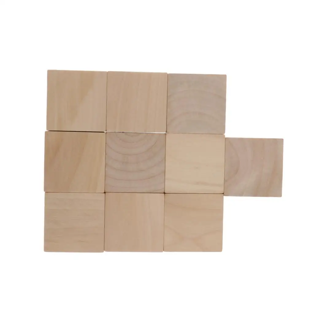 4cm Wooden Cubes, 10pcs Unfinished Square Wood Blocks for Kids Math Teaching, Crafts & DIY Projects