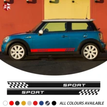 ^#Cheap 2 Pcs Racing Sport Checkered Styling Car Door Side Stripes Sticker Body Decal For MINI Cooper S JCW One R50 R52 R53 Accessories ^#Cheap 2 Pcs Racing Sport Checkered Styling Car Door Side Stripes Sticker Body Decal For MINI Cooper S JCW One R50 R52 R53 Accessories