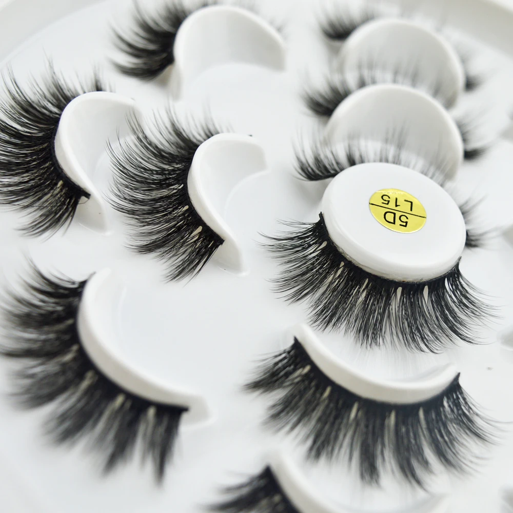 7 Pairs 5D Mink Hair False Eyelashes Extension Dramatic Wispies Fluffy Eyelashes Makeup Tool Cruelty free 5