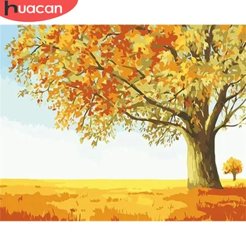 

HUACAN DIY Pictures By Number Tree Kits Drawing On Canvas Painting By Numbers Scenery Hand Painted Paintings Gift Home Decor