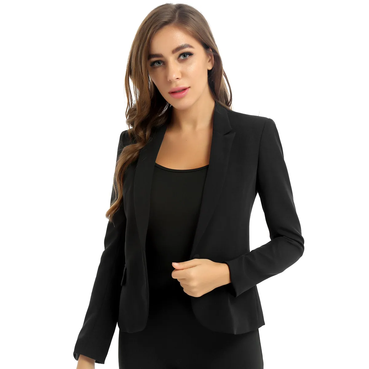Womens Casual Blazers Long Sleeve Notched Lapel Button Work Office Business Jackets 