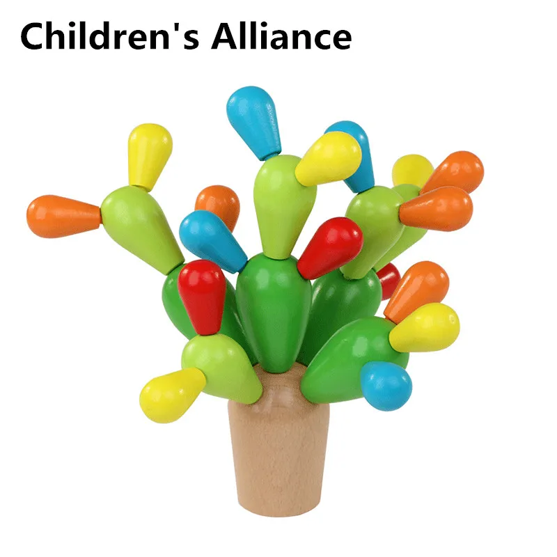 

29PCS Building Blocks Wooden Cactus Building Toy Set Playset for Kids Girl Boy Educational Toys DIY Creative Wooden toy for Kid