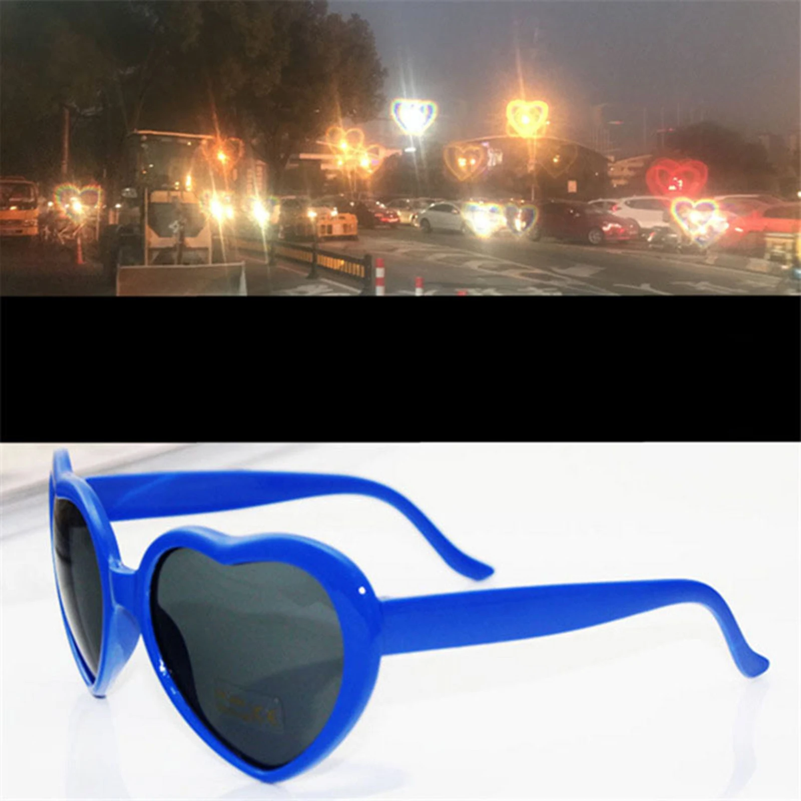 Corazón rojo de amor en forma de gafas de sol para mujer hombre Vintage estilo de ojo gafas Retro corazón efecto difracción de gafas