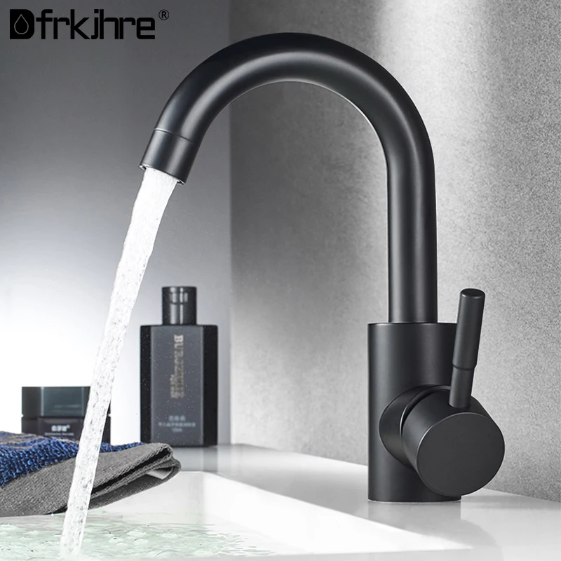 Basin Faucet 304 Stainless Steel Bathroom Hot Cold Wash Mixer Crane Tap 360 Rotation Single Handle