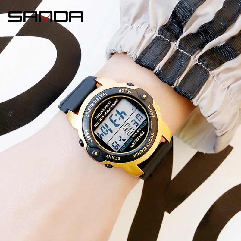 SANDA Sports Women Watches Fashion Casual Waterproof LED Digital Watch Female Wristwatches For Women Clock Relogio Feminino 6003