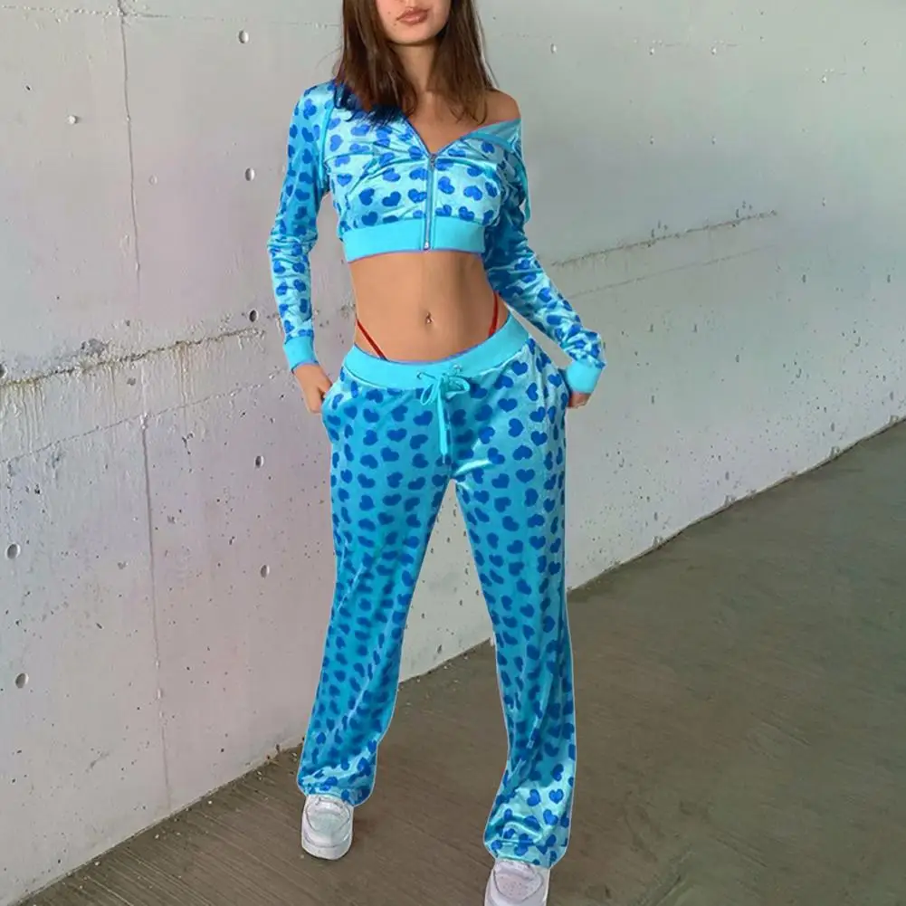 Women Sporty Active Wear Matching Sets Long Sleeved Crop Top And Jogger Pants Two Piece Workout Leisure Outfits Sportwear 2