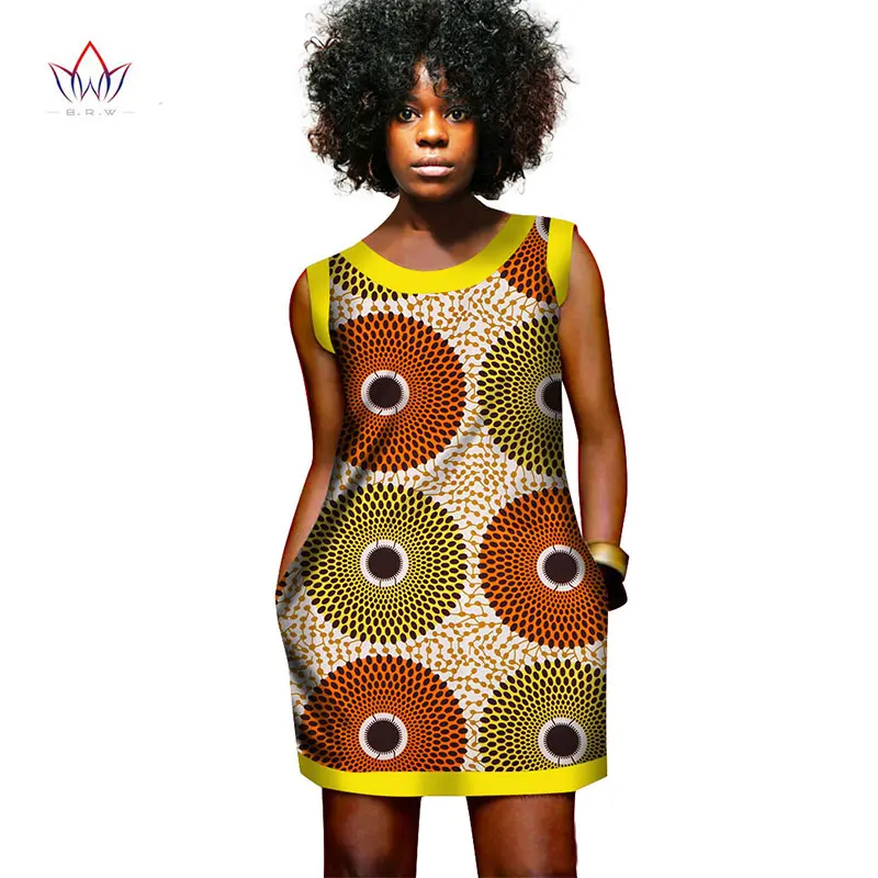 Летний Африканский Воск платья для женщин мини-платье жилет печатных Дашики Платья для женщин в африканском стиле Одежда с рисунком в африканском стиле Базен платье WY452 - Цвет: 5