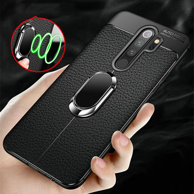 Для OPPO A9 2020 A5 чехол с кожаной текстурой Мягкий силиконовый для магнитным кольцом |