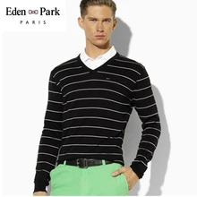 Eden Park, Осенний повседневный мужской свитер, v-образный вырез, в полоску, облегающая трикотажная одежда, мужские свитера, пуловеры, пуловер для мужчин, M-3XL