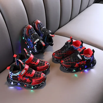 

Spiderman LED Sneakers With Lights Girls Casual Sports Shoes Spring Autumn Kids Boys Glowing Shoes Children Sneakers Size 23-32