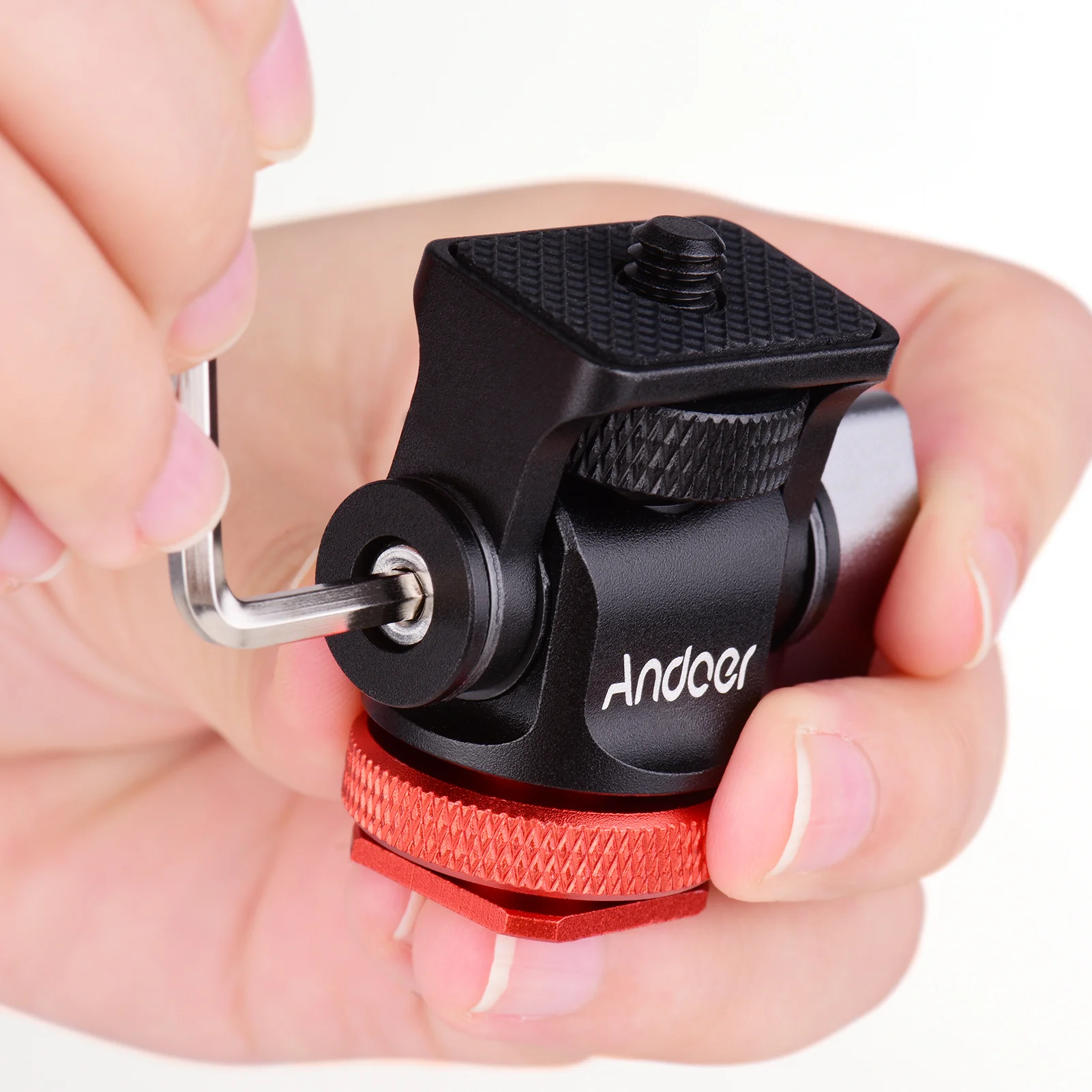 Andoer Mini Monitor Mount Tripod Head Cold Shoe Adapter Aluminum Alloy 1/4 Inch Screw for Camera Flash Microphone LED Fill Light camera screw mount,microphone screw adapter