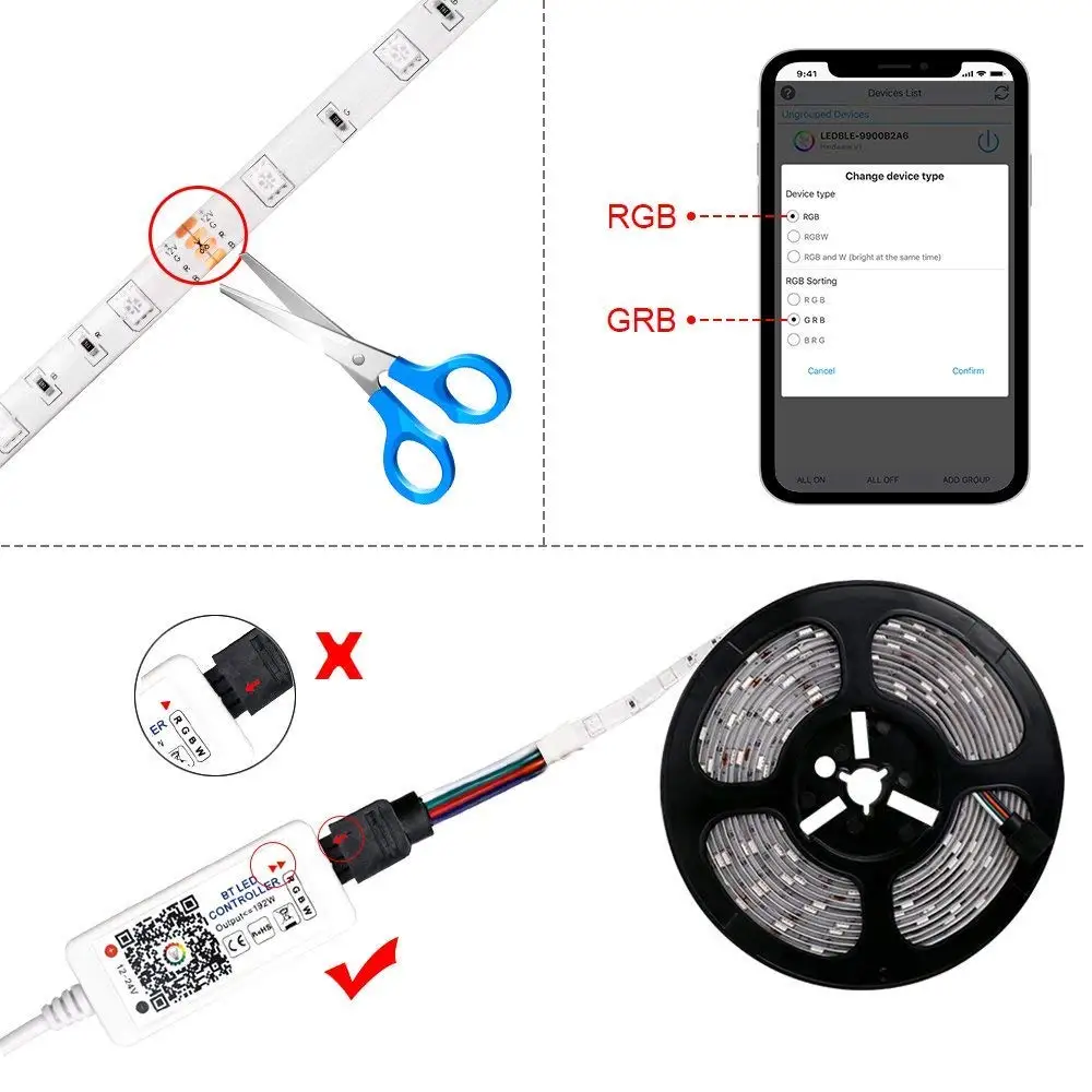 Светодиодный ленточный светильник с Bluetooth, RGB контроллер, 15 м, 10 м, 5 м, гибкий ленточный светильник, светильник для синхронизации музыки, смартфон, приложение, управление, вечерние, с подсветкой