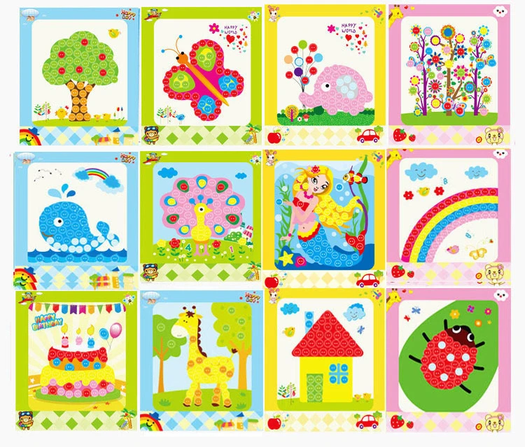 8Pcs/5pcs Kids DIY Button Stickers Drawing Toys Handmade School Art Class Painting Drawing Craft Toys Children Early Educational 5